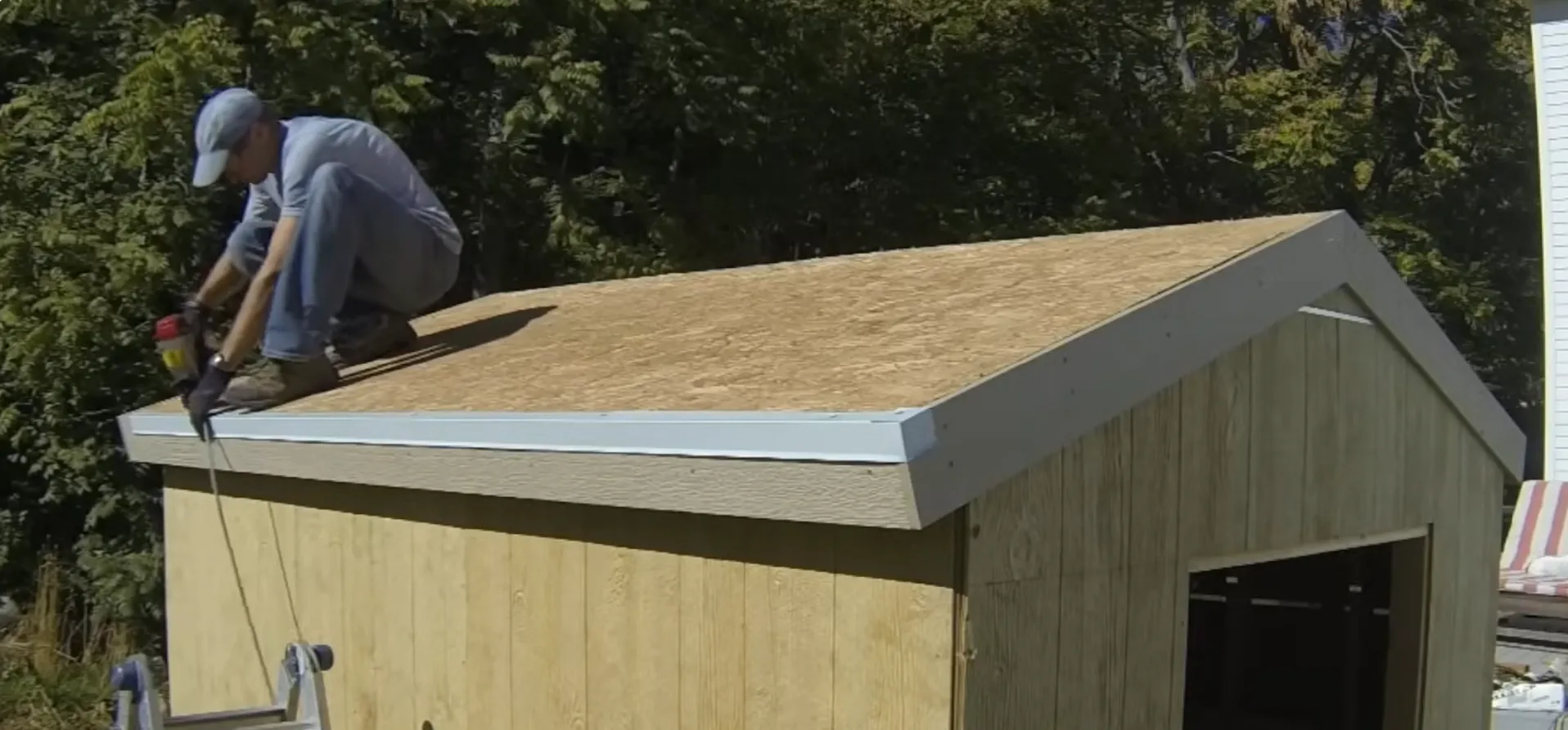 Before: Shed roof stripped to OSB decking, ready for a top Roofing Contractor Bismarck ND.